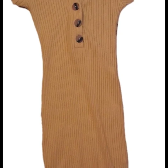 Heart Hips Yellow Ribbed Midi Dress - Picture 3 of 7